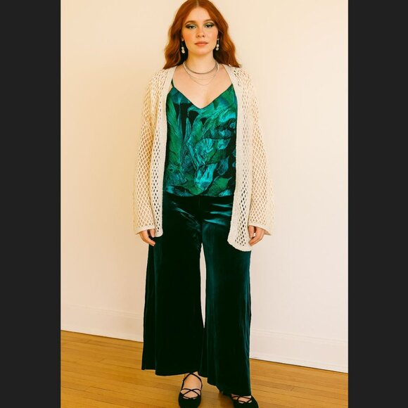 Helene St. Marie VTG Y2K Camisole Top Green Metallic Lame Fairy Mermaidcore Glam - Picture 2 of 8